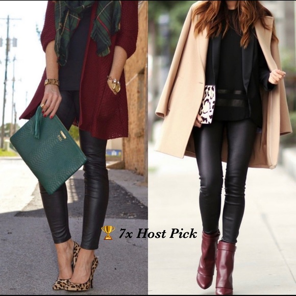 Pants - Black High Waist Faux Leather Leggings